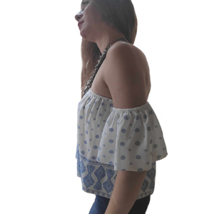 boho τοπ έξωμο με λαστιχάκι - crop top - 3