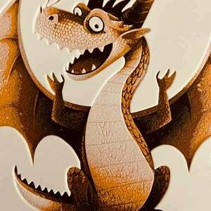 Τρισδιάστατος πίνακας "Smiling Dragon" - πίνακες & κάδρα, δώρα για παιδιά, 3d κάδρο, διακοσμητικό παιδικού δωματίου - 3