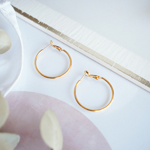 Σκουλαρίκια Επίχρυσα Κρίκοι "Golden Hoops" - επιχρυσωμένα, ορείχαλκος, μικρά, boho, καρφάκι