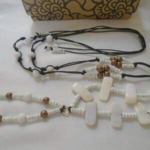 Κολιέ Mother of Pearl και λευκό όνυχα - ημιπολύτιμες πέτρες, μαργαριτάρι, κοχύλι, μακριά, boho - 2