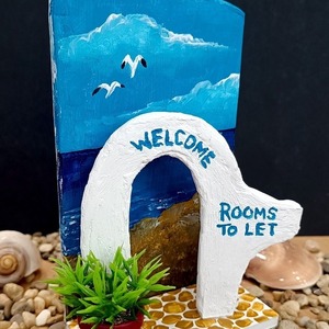 “Rooms to Let” χειροποίητο μαγνητικό σουβενίρ - σπίτι, μινιατούρες φιγούρες, γύψος - 2