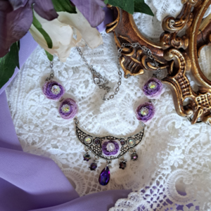 "Silver Garden" necklace 4 - vintage, χειροποίητα, λουλούδι, ατσάλι