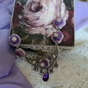 "Silver Garden" necklace 4 - vintage, χειροποίητα, λουλούδι, ατσάλι - 4