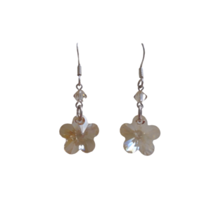 Σκουλαρίκια Swarovski Flower Golden shadow - ασήμι 925, swarovski, σκουλαρίκια, λουλούδι, γάντζος