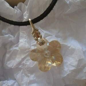 Swarovski Flower Golden Shadow Ασημένιο μενταγιόν - ασήμι 925, επάργυρα, swarovski, λουλούδι - 5