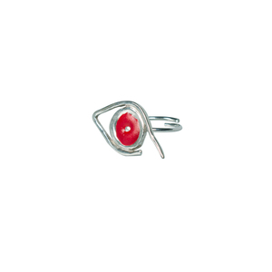 "Eye" Ασημένιο δαχτυλίδι μάτι, με σμάλτο - ασήμι, boho, αυξομειούμενα - 2