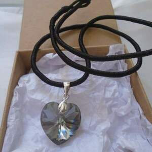 Κολιέ Swarovski Heart Crystal Iridescent green - ασήμι 925, καρδιά, επάργυρα, κοντά, μενταγιόν - 5