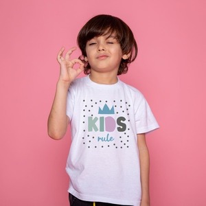 T-shirt λευκό κοντομάνικο για αγόρια κ κορίτσια| 100% βαμβάκι|kids rule - κορίτσι, αγόρι, παιδικά ρούχα - 2