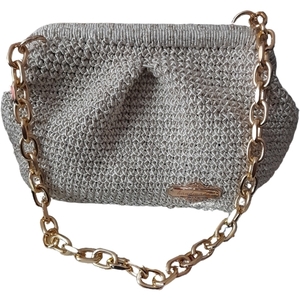 Cold: Βραδυνή πλεκτή τσάντα clutch χειρός, νήμα supra διαστάσεις 18cm-14cm-30cm - νήμα, clutch, χειρός, πλεκτές τσάντες, βραδινές
