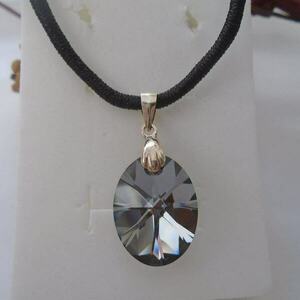 Κολιέ Swarovski XILION Oval Silver Night - ασήμι 925, δώρα για γυναίκες - 2