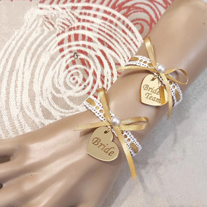 Βραχιόλια για το bachelorette party με λευκή δαντέλα, αυξομειούμενα - γάμου - βάπτισης - 3