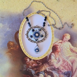 "Silver Garden" necklace 6 - κεντητά, vintage, χειροποίητα, λουλούδι, ατσάλι - 3