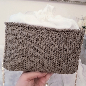 Raffia: all day, ψαθα, clutch, πλεκτή τσάντα, ώμου 15cm-6cm- 23cm - νήμα, clutch, ώμου, all day, πλεκτές τσάντες - 5