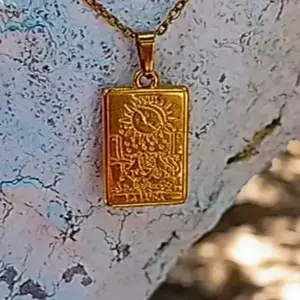 Κολιέ Επίχρυσο με Ατσάλινη Αλυσίδα "La Luna Tarot Necklace" - επιχρυσωμένα, ορείχαλκος, φεγγάρι, κοντά, ατσάλι - 2