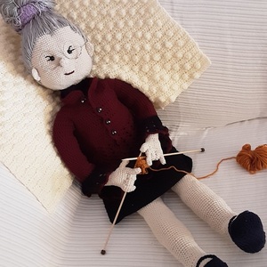 Granny: amigurumi πλεκτή κούκλα γιαγιά 40cm - κορίτσι, κουκλίτσα, amigurumi - 4