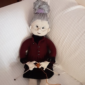 Granny: amigurumi πλεκτή κούκλα γιαγιά 40cm - κορίτσι, κουκλίτσα, amigurumi - 5