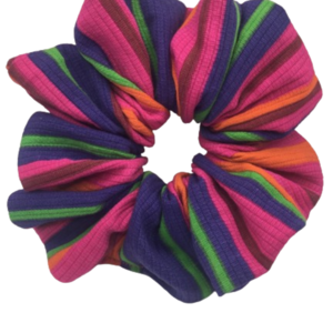 Υφασμάτινο λαστιχάκι scrunchie colorful stripes - ύφασμα, κορίτσι, για τα μαλλιά, λαστιχάκια μαλλιών - 4