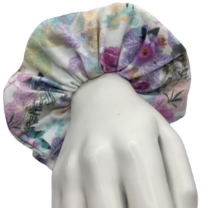Υφασμάτινο λαστιχάκι scrunchie floral purple shades - ύφασμα, κορίτσι, για τα μαλλιά, λαστιχάκια μαλλιών - 5