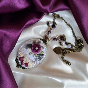 "favorite bronze" necklace 2 - vintage, χειροποίητα, λουλούδι, μπρούντζος, πέρλες - 3
