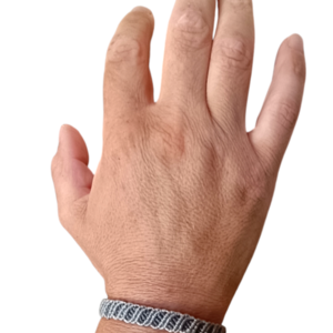 γκρι βραχιόλι ανδρικό 1cm X18cm μήκος+10cm macrame unisex bracelet fifirixtra - μακραμέ, κορδόνια, unisex, αγορίστικο - 2