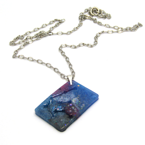 Aquarius Galaxy Μπλε, μωβ και glitter μενταγιόν γαλαξίας από ρητίνη αστερισμό του Υδροχόου - αστέρι, ρητίνη, μακριά, φθηνά - 2