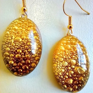 Σκουλαρίκια οβάλ bubbles - ρητίνη, boho, μεγάλα, δώρα γενεθλίων, δώρα για γυναίκες - 3
