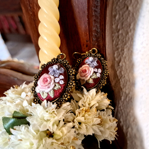 "favorite bronze" earrings 3 - vintage, λουλούδι, μπρούντζος, γάντζος