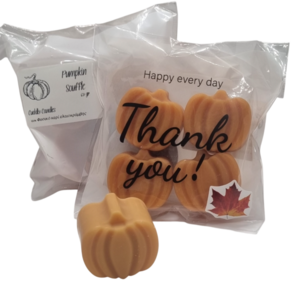 60 gr Wax melts πορτοκαλί/καφέ κολοκύθες με άρωμα Pumpkin Souffle από 100% φυσικό κερί ελαιοκράμβης - αρωματικά κεριά, κεριά