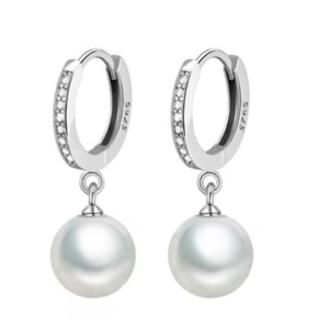 Earrings - ασήμι 925, πέρλες, νυφικά, γάντζος, φθηνά