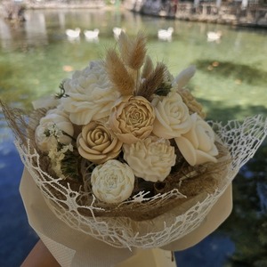 Ανθοδέσμη boho λευκό μπεζ