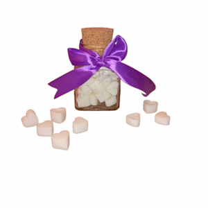 Γυάλινο βαζακι με 30 τμχ wax melts σόγιας λευκες καρδιες λεβάντα -apois - κερί, αρωματικά κεριά, κερί σόγιας, ημέρα της μητέρας, soy wax