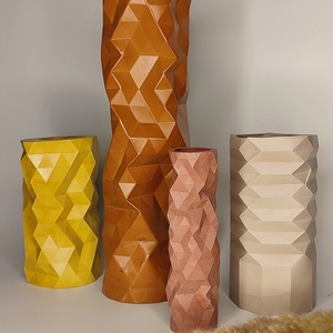 Χειροποίητο Βάζο Πολύγωνο 36*9cm - βάζα & μπολ, πηλός, τσιμέντο, γύψος - 2