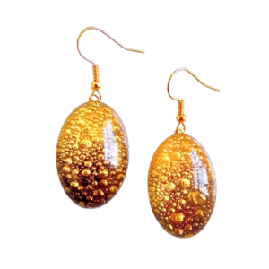 Σκουλαρίκια οβάλ bubbles - ρητίνη, boho, μεγάλα, δώρα γενεθλίων, δώρα για γυναίκες