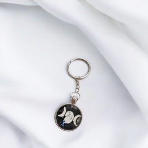 Μπρελόκ με γυαλί Triple moon Heart moon keychain - γυαλί, καρδιά, σπιτιού