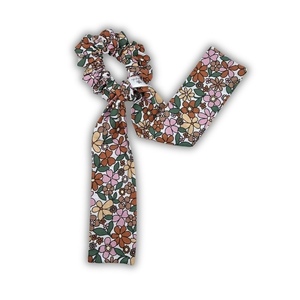 Flower garden cotton scarf scrunchie - ύφασμα, για τα μαλλιά, λαστιχάκια μαλλιών