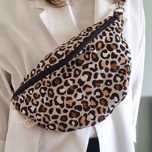 τσαντάκι μέσης/ Μπανάνα λεοπαρ - ύφασμα, animal print, χιαστί, all day, μικρές - 3
