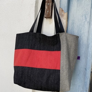 Χειροποίητη oversized τσάντα ώμου Red - ύφασμα, γυναικεία, ώμου, τσάντα, χειροποίητα, μεγάλες, αξεσουάρ, minimal