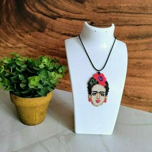 Κολιέ Frida Kahlo με miyuki - δέρμα, χάντρες, μαμά, miyuki delica, κοντά - 5