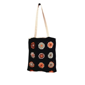 Πλέκτη χειροποίητη τσάντα tote shopper bag μαύρη μεσαία - νήμα, ώμου, tote, πλεκτές τσάντες - 3