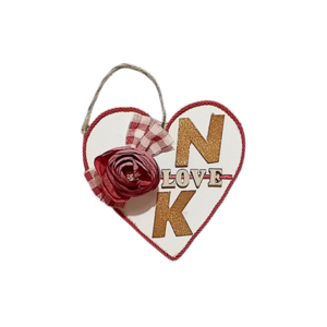 Κρεμαστή ξύλινη καρδιά " LOVE " με τα αρχικά σας - ξύλο, καρδιά, personalised, διακοσμητικά