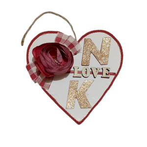 Κρεμαστή ξύλινη καρδιά " LOVE " με τα αρχικά σας - ξύλο, καρδιά, personalised, διακοσμητικά - 3