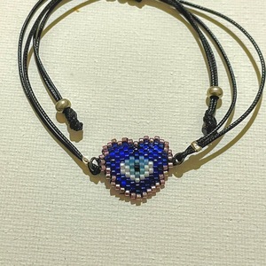 Βραχιόλι χειροποίητο “evil eye “ - καρδιά, μάτι, χάντρες, χεριού, αυξομειούμενα - 5