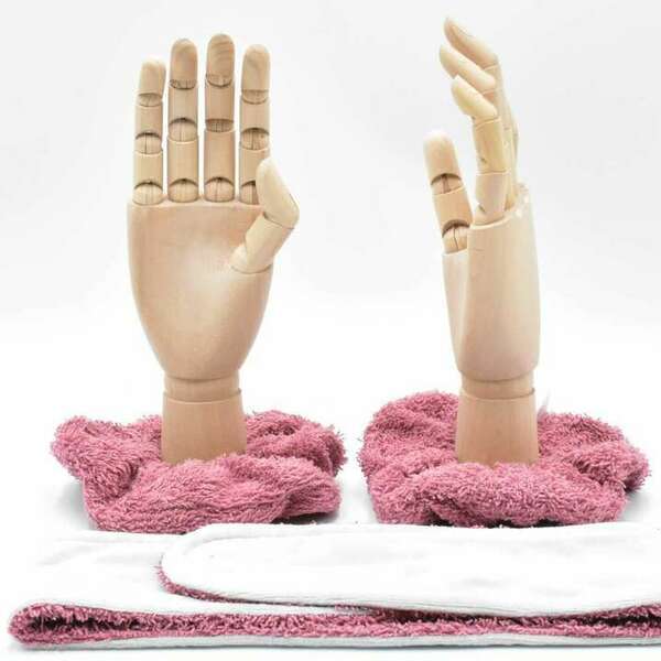 Beauty set κορδέλα και scrunchies σε χρώμα dusty pink - ύφασμα, headbands