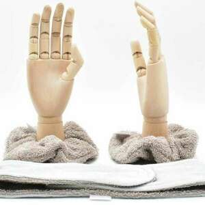Beauty set κορδέλα και scrunchies σε χρώμα μπεζ-γκρι - ύφασμα, headbands