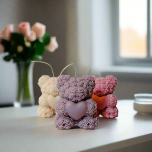 Κερί αρκουδάκι με καρδιά – Rose Bear 145γ - κερί, αρωματικά κεριά, 100% φυτικό