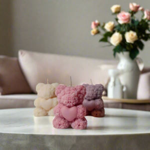 Κερί αρκουδάκι με καρδιά – Rose Bear 60γ - κερί, αρωματικά κεριά, 100% φυτικό