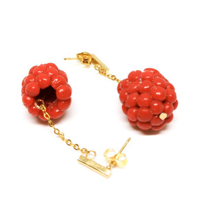 Raspberry | Σκουλαρίκια Raspberry Κρεμαστά Καρφωτά (Ατσάλι, Πηλός) (5 x 2 εκ) - επιχρυσωμένα, πηλός, ατσάλι, καρφάκι
