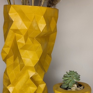 Χειροποίητο Βάζο Πολύγωνο 29*13cm - βάζα & μπολ, πηλός, τσιμέντο, γύψος - 2