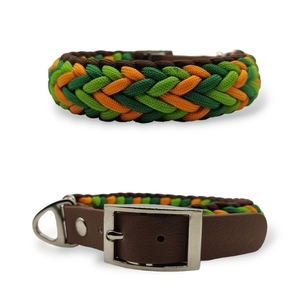 Περιλαίμιο σκύλου χειροποίητο paracord Indi Pop Orange/Green 29 - 34 cm - χειροποίητα, σκυλάκι