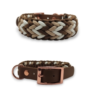 Περιλαίμιο σκύλου χειροποίητο paracord Indi Pop Brown/Beige/White 29 - 34 cm - χειροποίητα, σκυλάκι